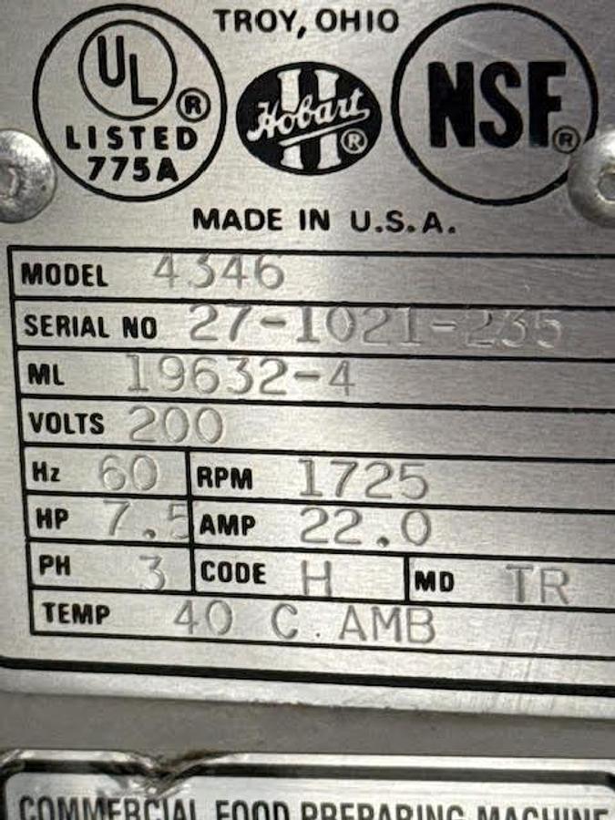 Used Hobart Model 4346 Mixer Grinder - excellent condition