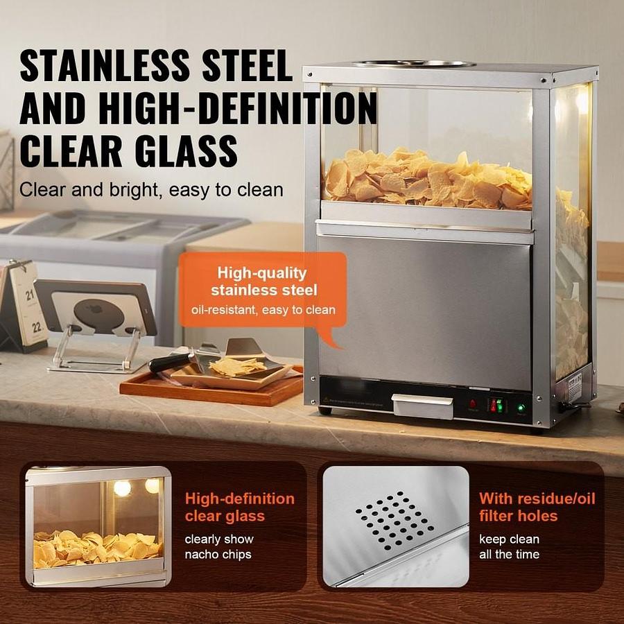Nacho - peanut - popcorn - potato chips - display warmer