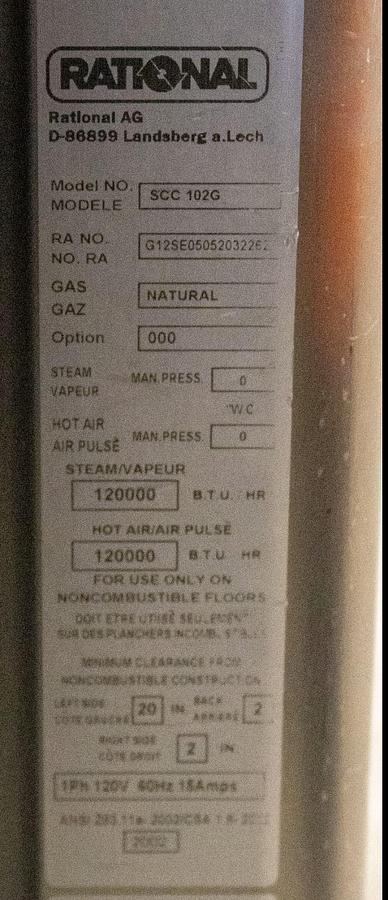 Used  RATIONAL SCC102G NATURAL GAS COMBI OVEN W/ STAND