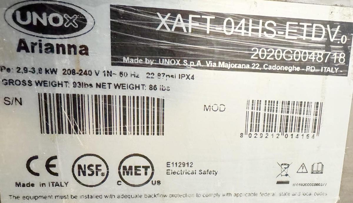 Refurbished Unox - Bakerlux Arianna Touch 208-240V Convection Oven with Top To Bottom Opening - XAFT-04HS-ETDV