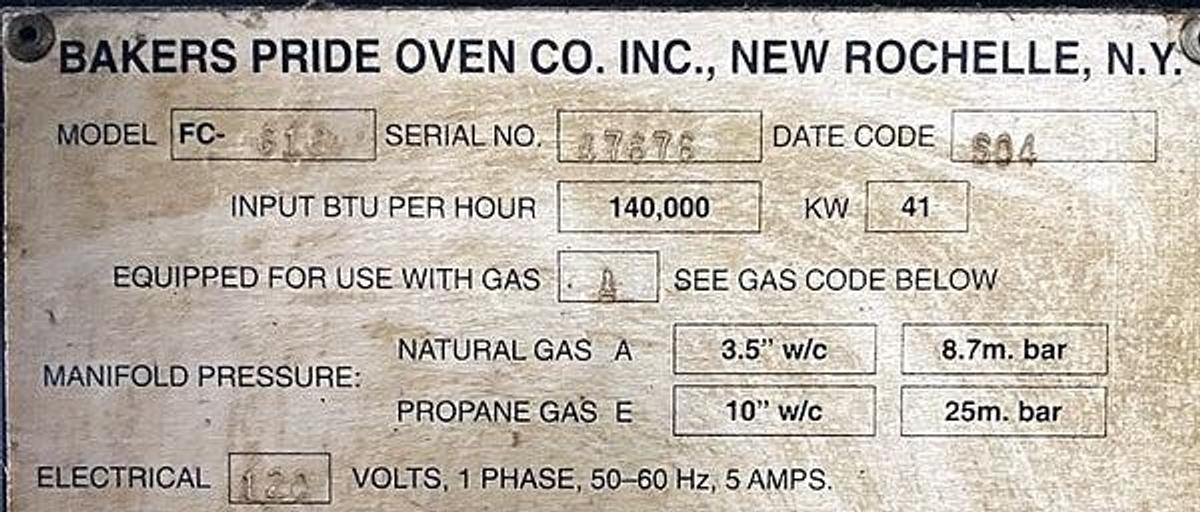 Used Baker's Pride Double Deck Pizza Oven Stainless Steel Body, FC-616 and Y600