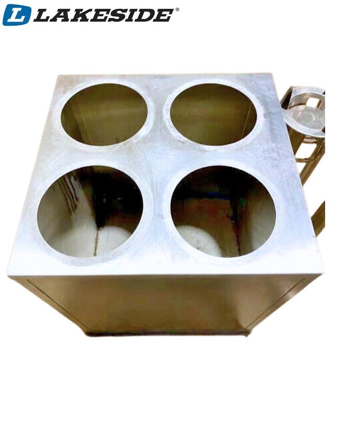 Used Lakeside 4 Slot Plate Holder with Small Basket on Casters