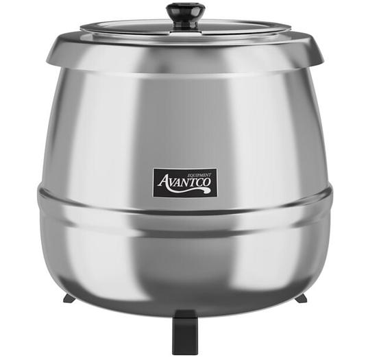 11 Qt. Round Stainless Steel Countertop Food / Soup Kettle Warmer - 120V, 400W