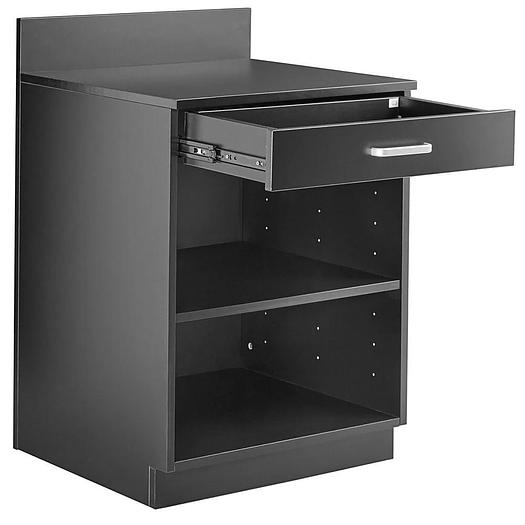 Waitress station - 24" with drawer and adjustable shelf - black
