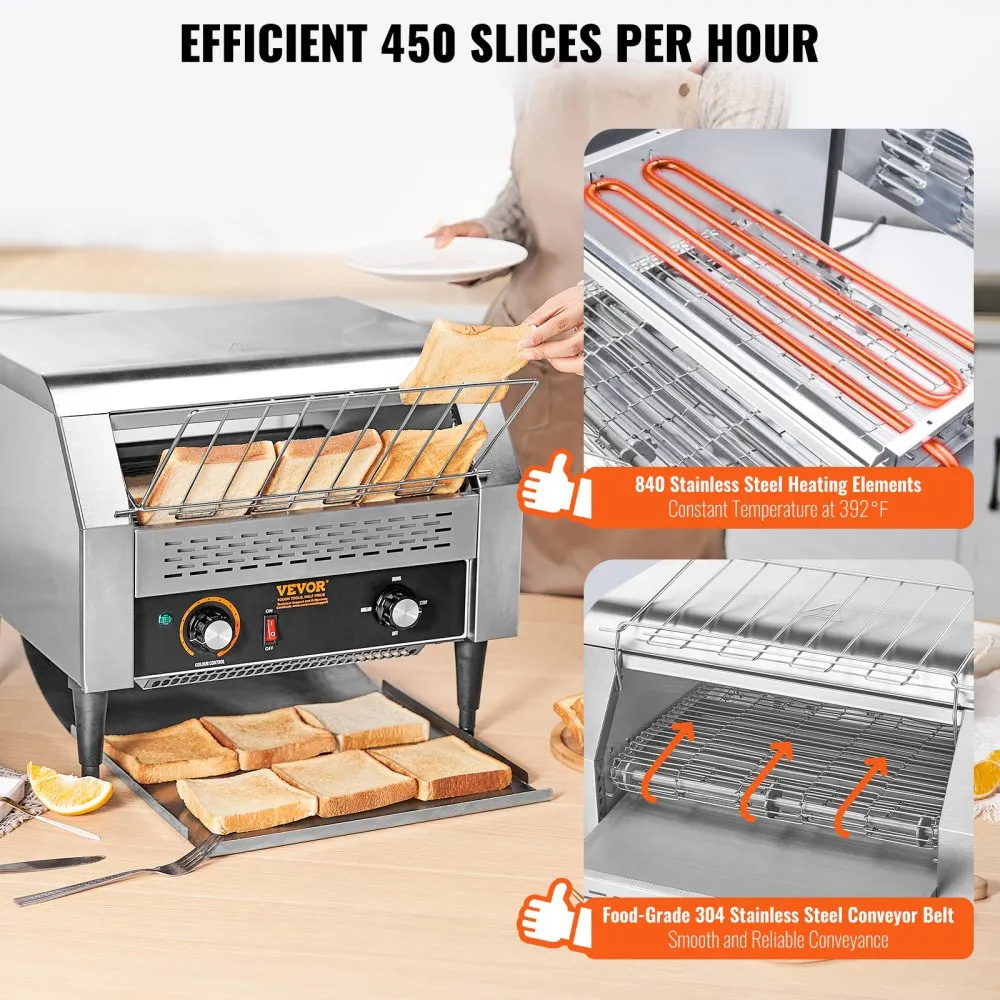 Used Commercial Conveyor Toaster, 450 Slices/Hour Conveyor Belt Toaster