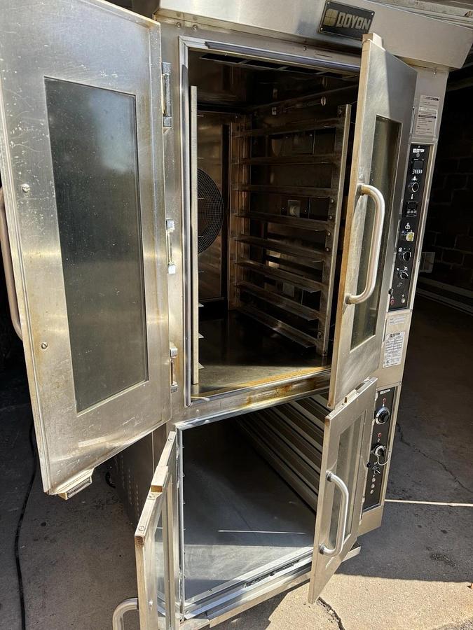Used Doyon JAOP8G natural gas oven and electric proofer below