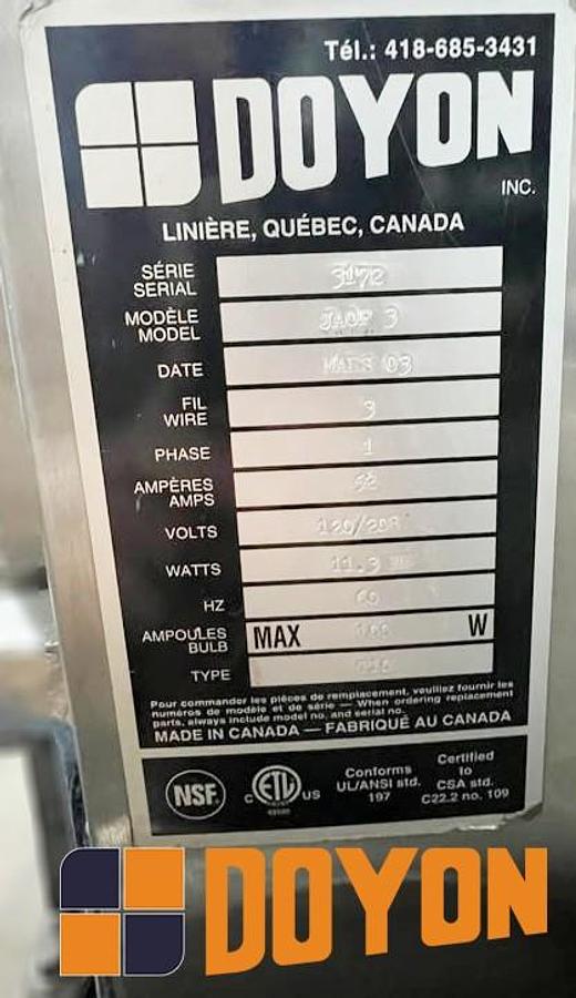 Used Doyon JAOP3 oven/proofer