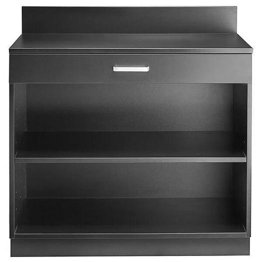 36" Black Waitress Station with Drawer and Adjustable Shelf