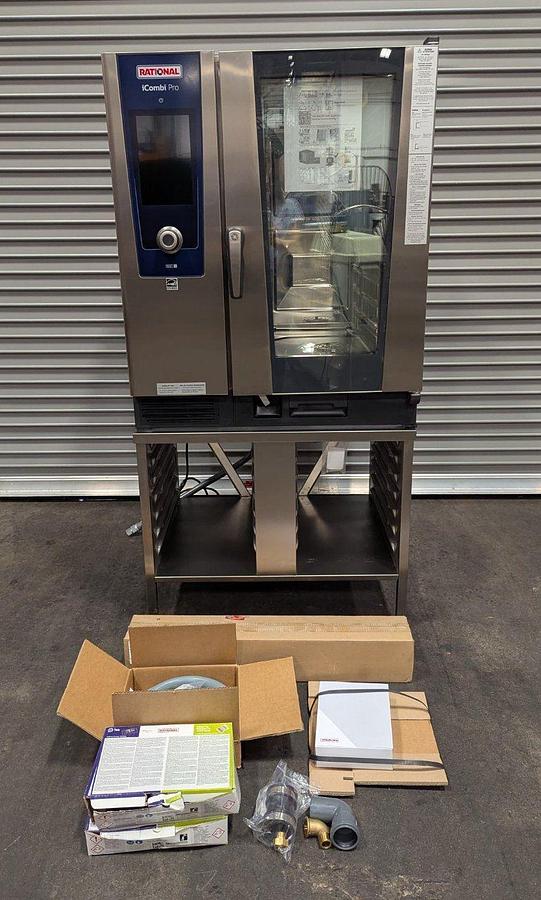 Used Rational LM100DG iCombi Pro 10 Half Size Gas Combi Oven w/Stand & Accessories - BRAND NEW CLEARANCE