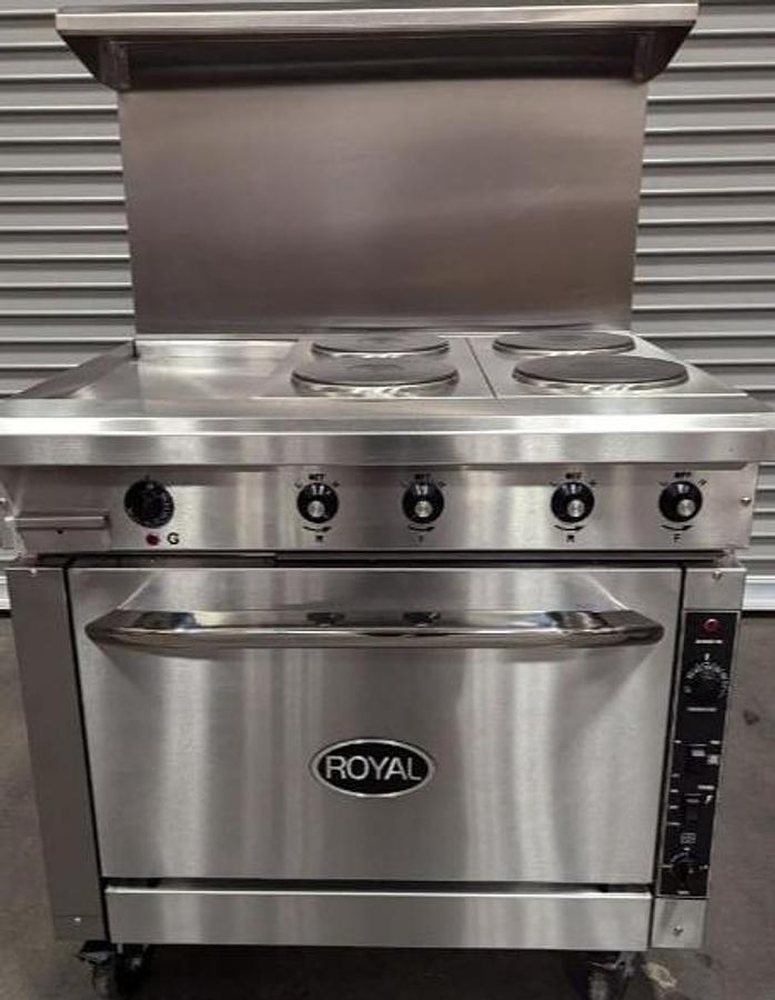 Used NEW ROYAL SINLGE 36" FOUR BURNER 12" GRIDDLE COMBO CONVECTION RANGE - price has been slashed
