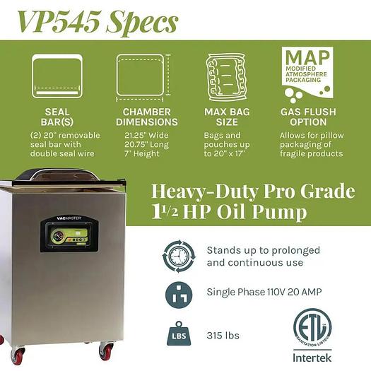 VacMaster VP545 Commercial Chamber Vacuum Sealer with Gas Flush