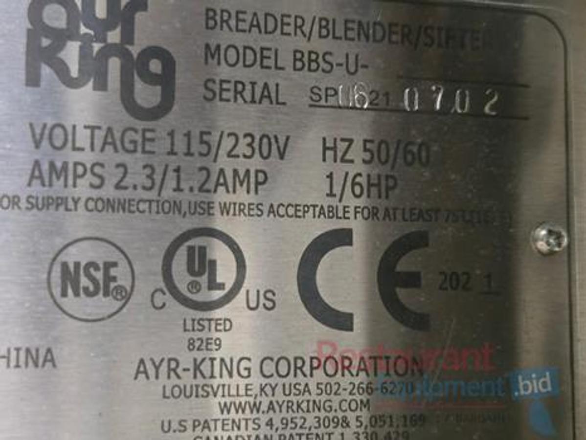 Used Ayr King BBS-U Breader Blender Sifter