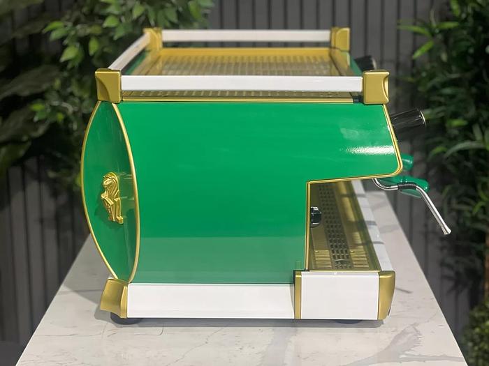 Refurbished LA MARZOCCO GB5 3 GROUP ESPRESSO COFFEE MACHINE GREEN, WHITE & GOLD COMMERCIAL
