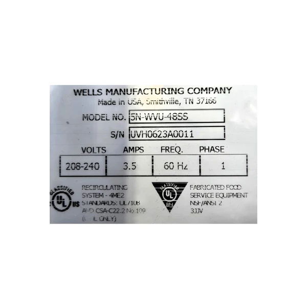Used Wells WVU-48SS Ventless Hood System - 50 Inch - BRAND NEW