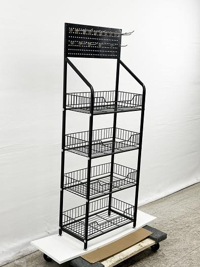 4 Shelfs Angled Mobile Merchandising Rack display - SEE VIDEO