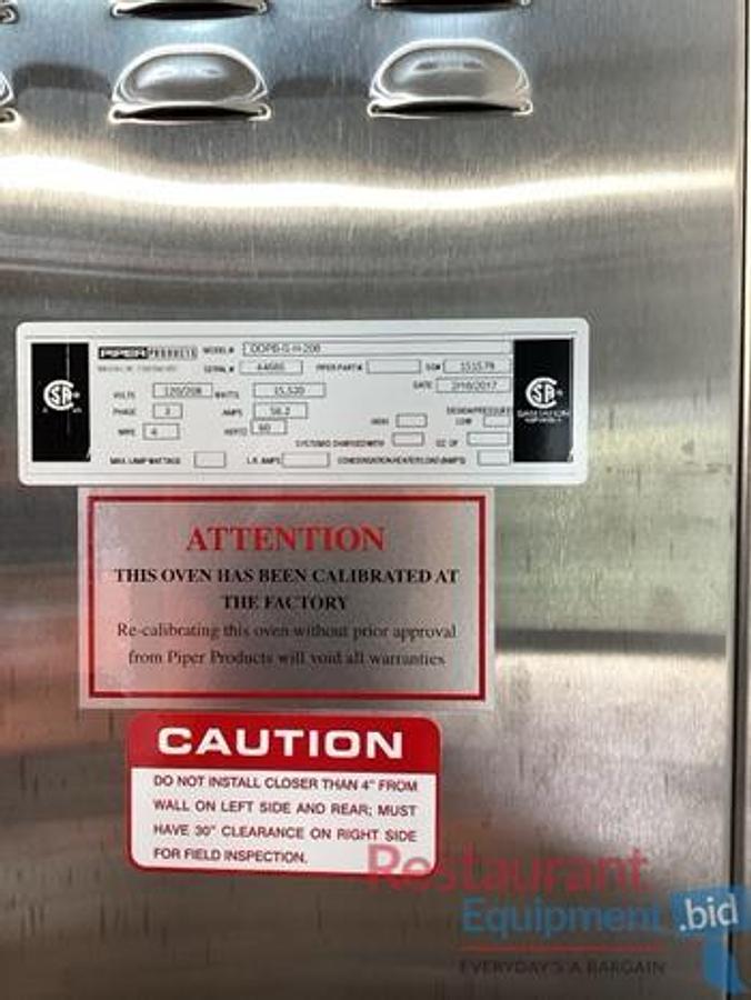 Refurbished Piper DOPB-G-H-208 Hearth Type Electric Oven/Proofer Combo - like new