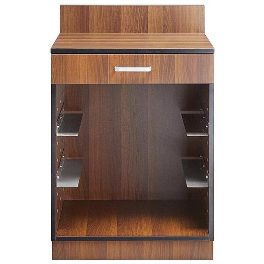 Used 24" Walnut Waitress Station with Drawer and 4 Adjustable Stainless Steel Rack Holders