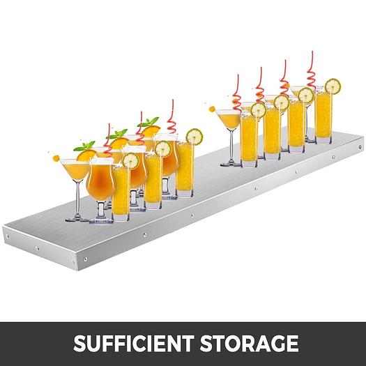 96' x 12" folding concession shelf - stainless steel