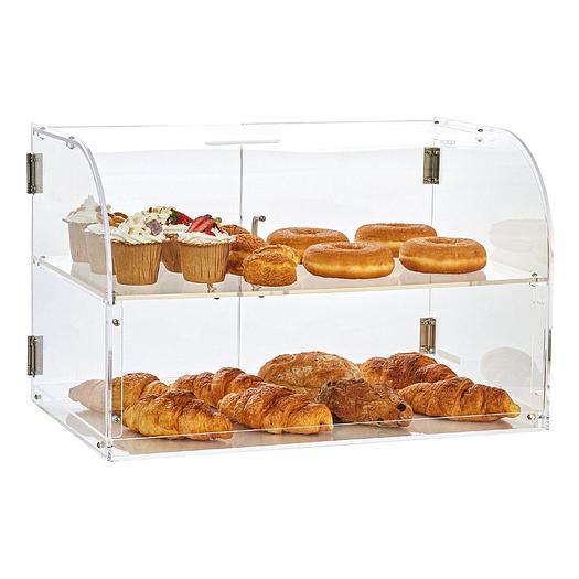 Curved Euro Style Pastry Acrylic Display Case, 2-Tier Commercial Countertop 22" wide