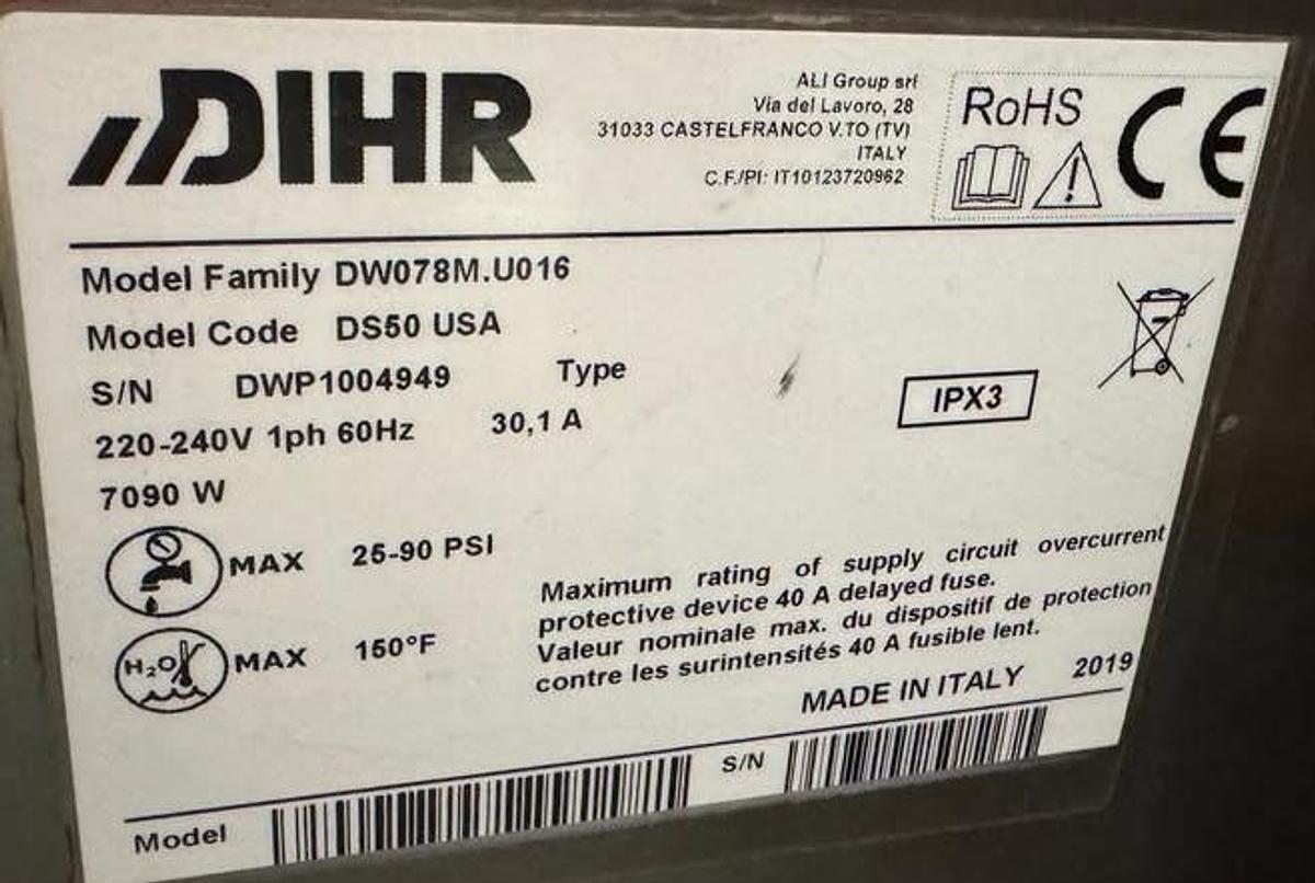 Used DIHR Undercounter Dishwasher