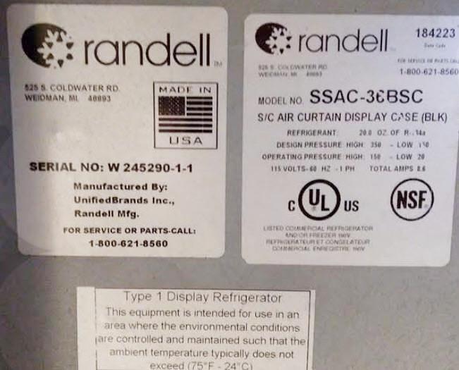 Used Randell 36" refrigerated grab and go -