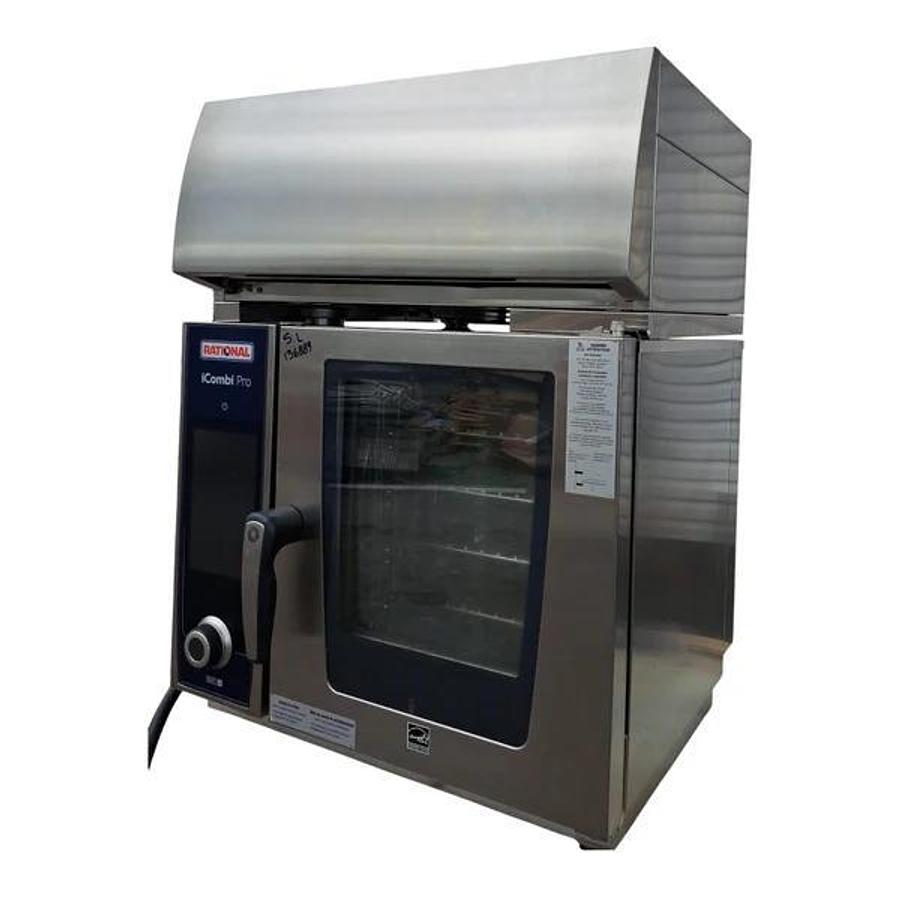 Used Rational LMZ100AE.DAB / UltraVent Plus XS iCombi Pro 4 Pan Half Size Electric Combi Oven with Hood