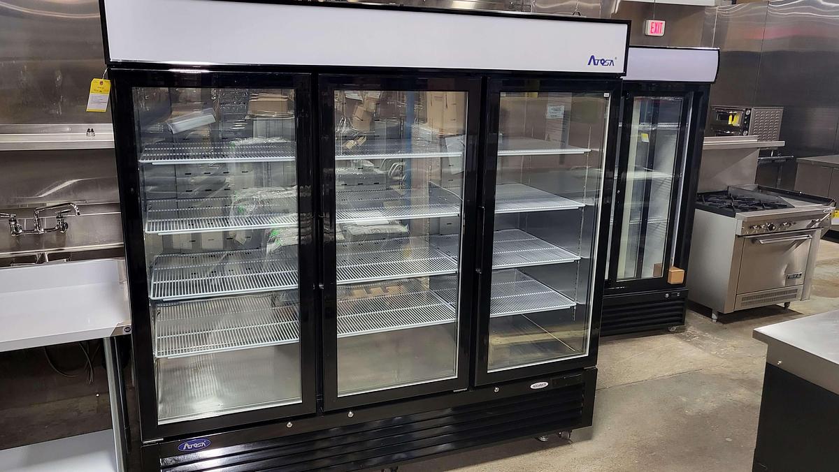 Used Atosa MCF8728GR 3 Glass Door Merchandiser Freezer