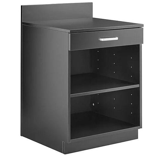 Waitress station - 24" with drawer and adjustable shelf - black