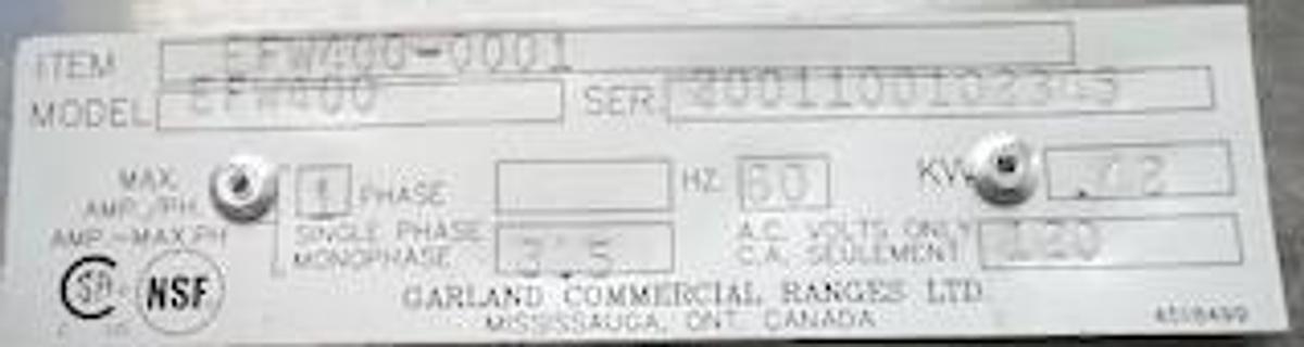 Used Garland Fonant Warmer Model EFW400