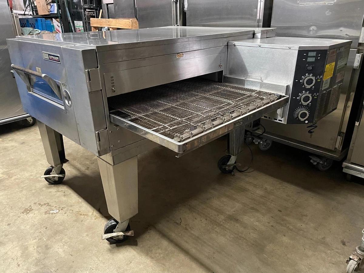 Used Lincoln Impinger 1600 - Single Deck 32" Gas Conveyor Pizza Oven w/Stand Casters