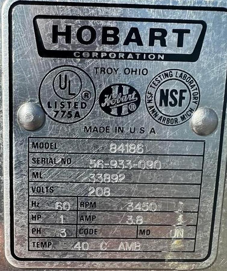 Used Hobart Model 84186 Commercial Buffalo or Bowl Chopper