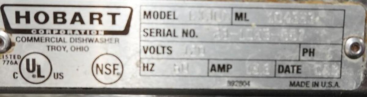 Used HOBART COMMERCIAL DISHWASHER, 120-208/230V - HI TEMP