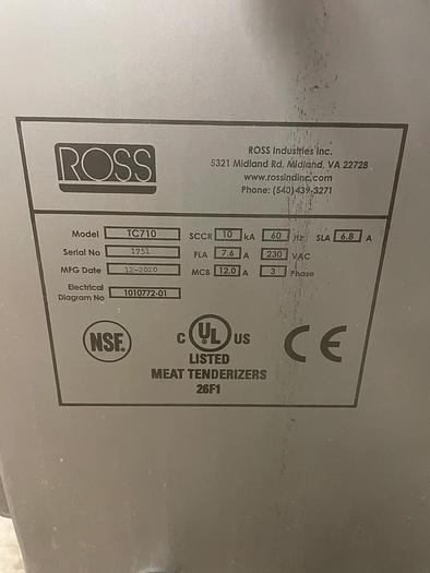 Refurbished Tenderizer | Ross | Model # TC700 | 230 Volts