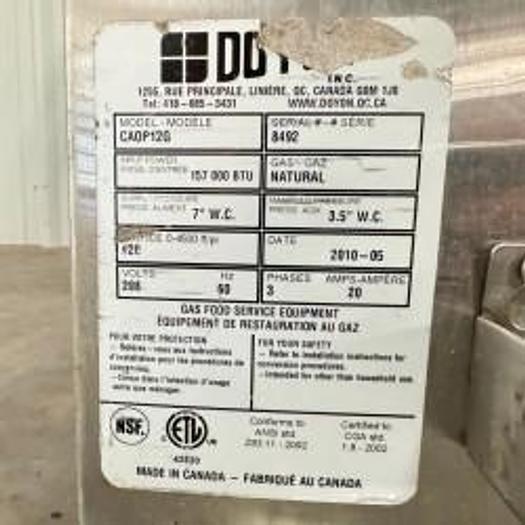 Used Doyon Gas Proofer & Double Rotating Oven Combo CAOP12G