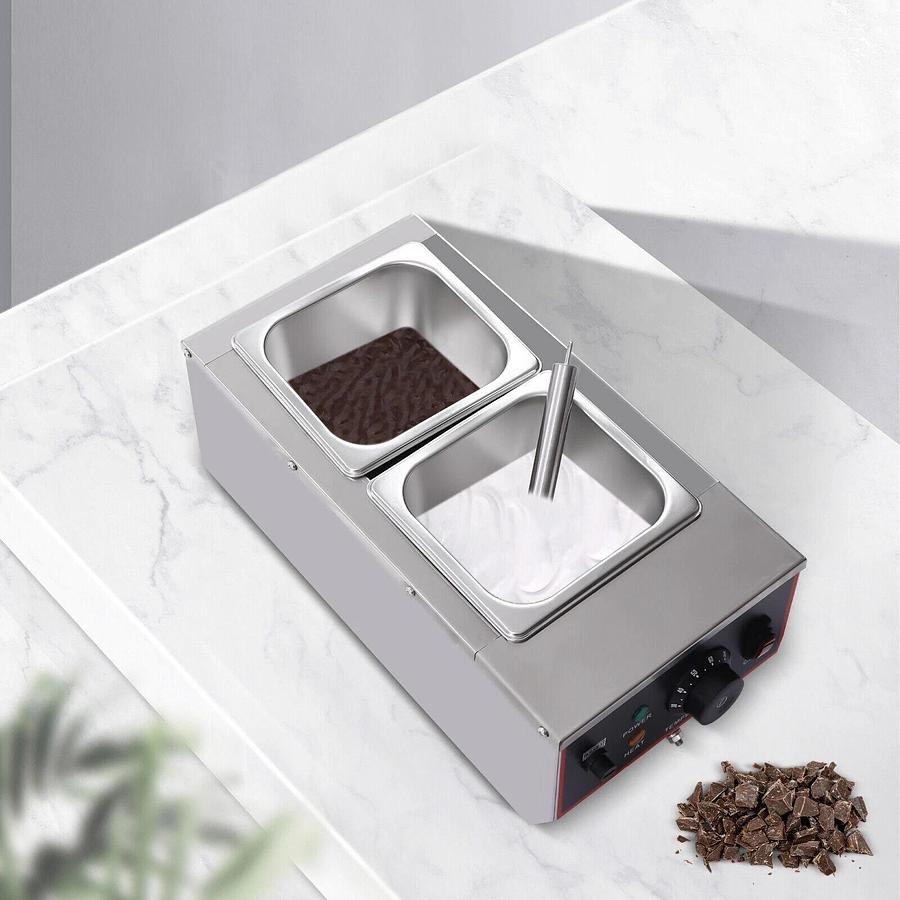 Used 3L Commercial Electric Chocolate Tempering Machine Melter Maker W/ 2 Melting Pot