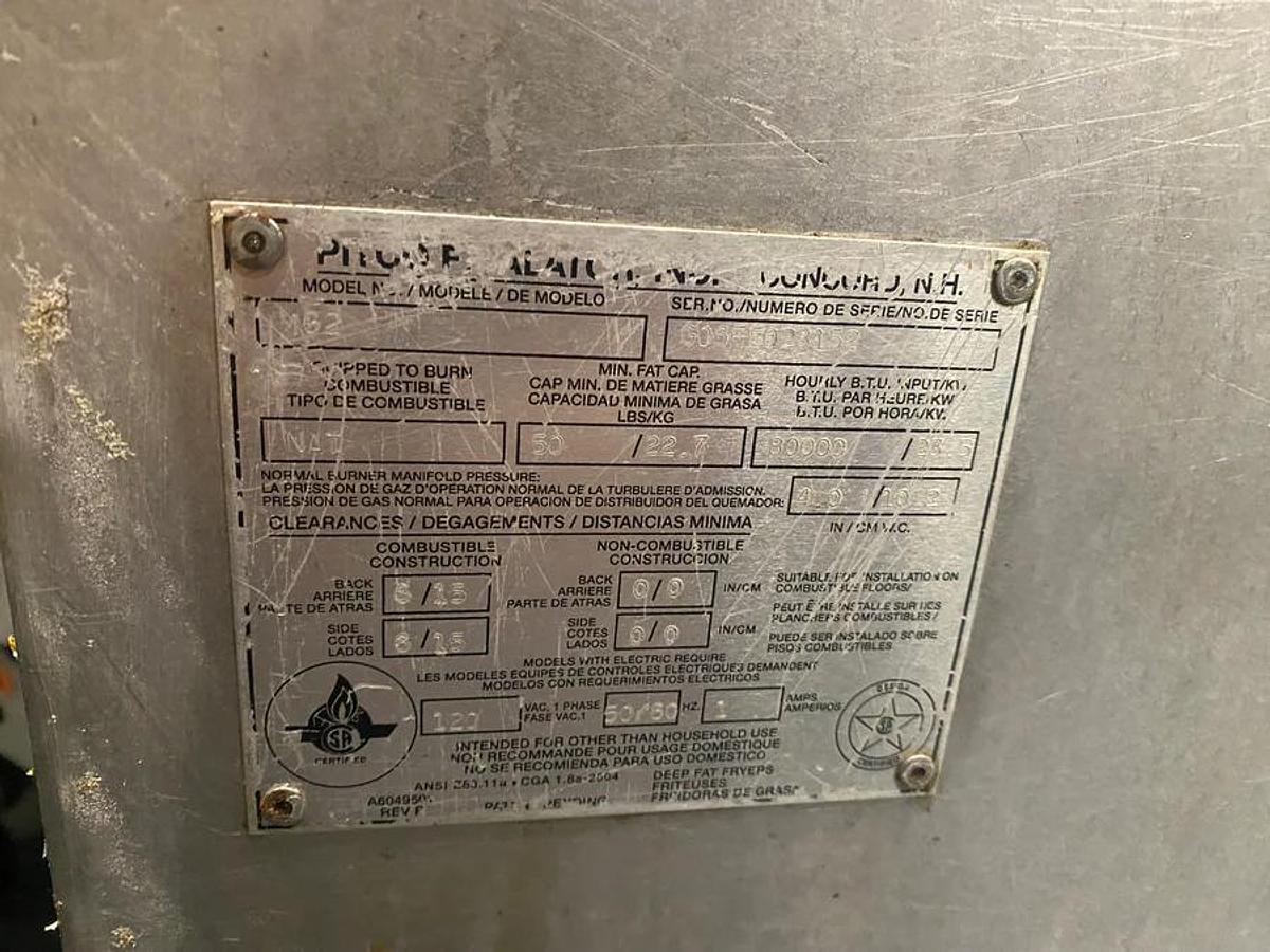 Used Pitco M62 Four Compartment Natural Gas Fryer with Filtration