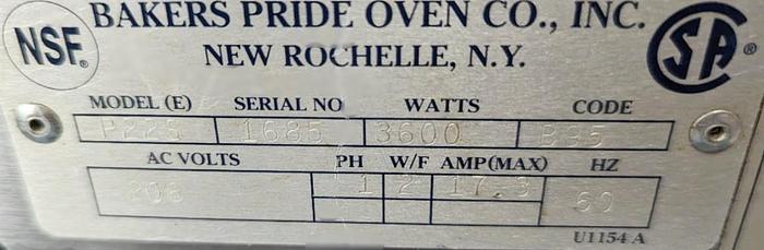 Used Bakers Pride P22S electric pizza oven