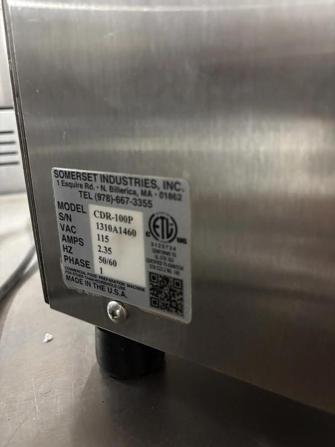 Used SOMERSET Dough Sheeter CDR 100/ Counter Top Dough Sheeter