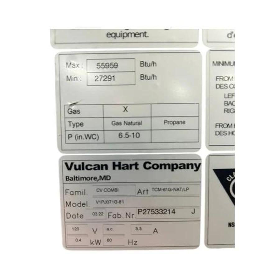 Used Vulcan TCM61G Combi Oven with Stand - Nat Gas
