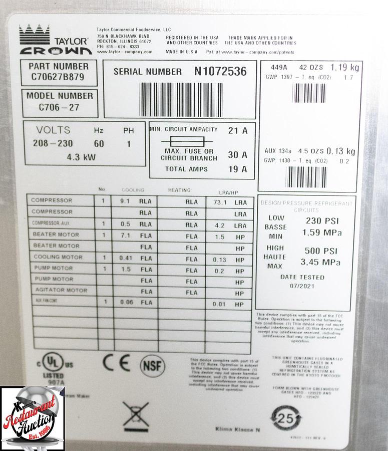 Used Taylor Model C706-27