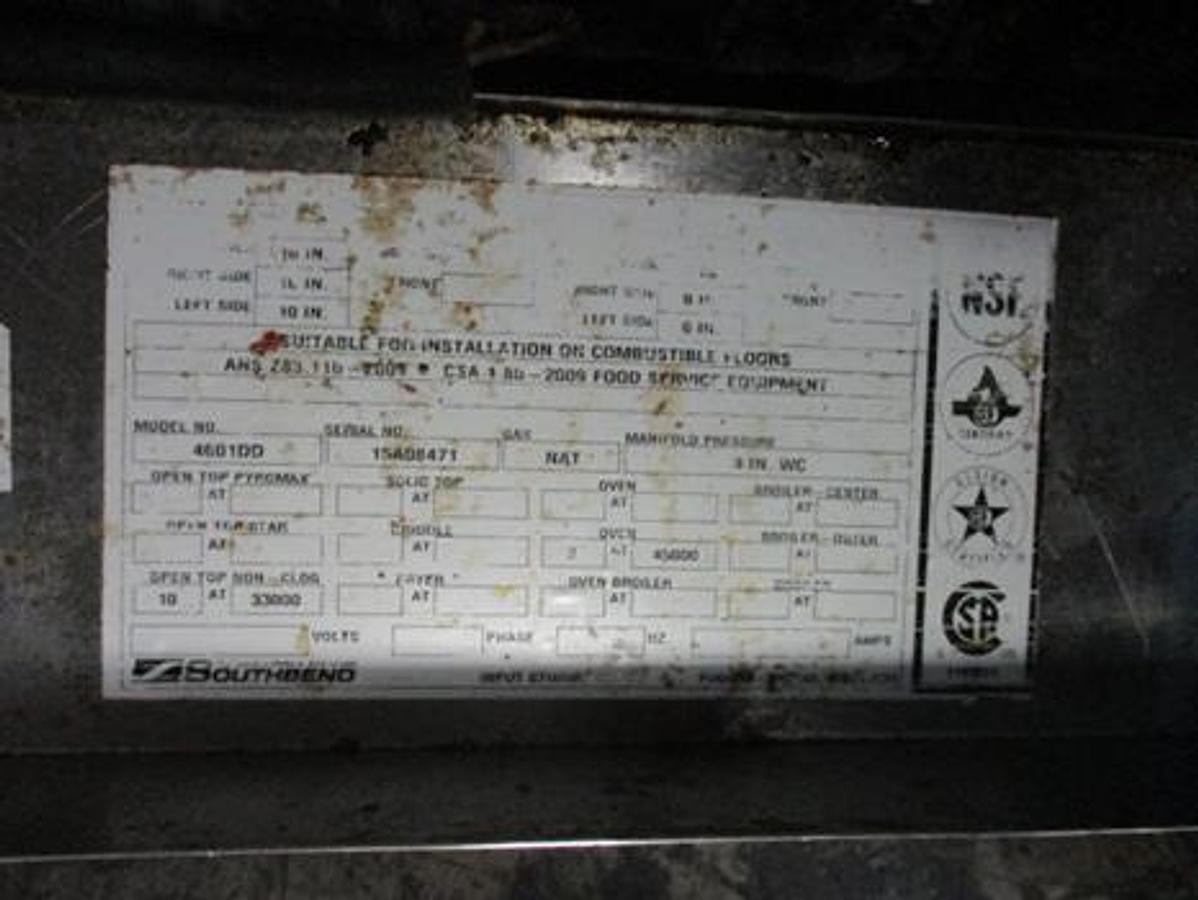 Used Southbend 60in 10 Burner Range With Double Oven On Casters