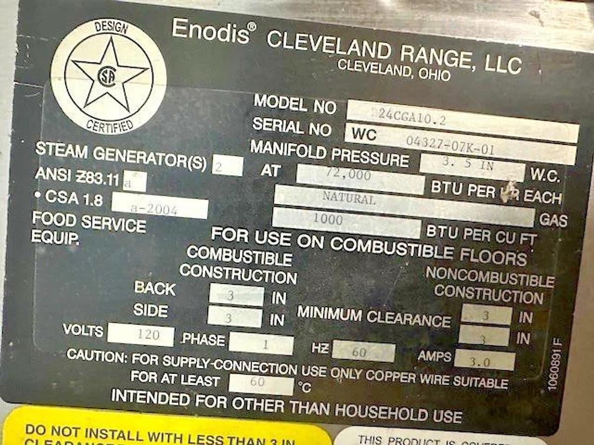 Used CLEVELAND 24CGA10.2" H.D COMMERCIAL STEAMCRAFT 10 PANS NATURAL GAS STEAMER