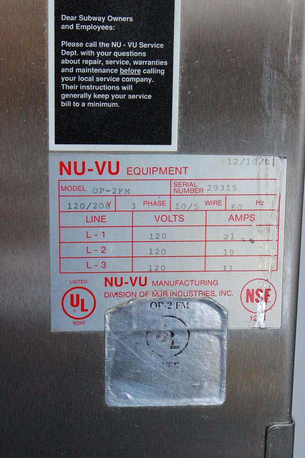 Used Subway NuVu OP-2FM Convection Oven / Proofer Combo – Electric - S