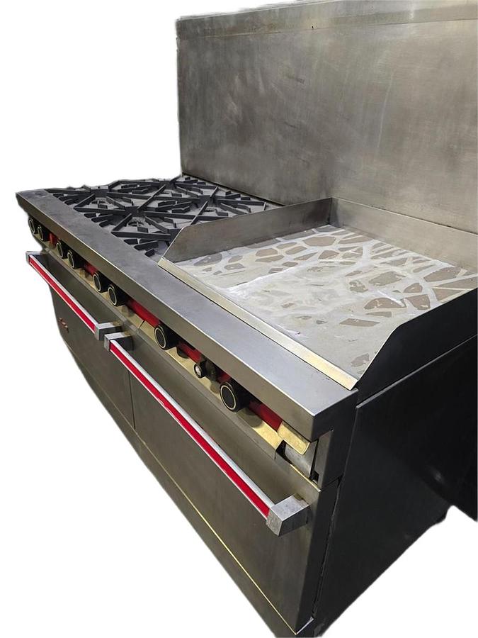 Used Vulcan 6 Burner, Griddle 24" - 1 Regular Oven and 1 Convection Oven