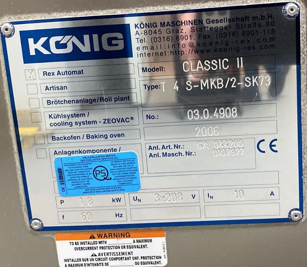 Used KOENIG  REX CLASSIC 2 4 ROW DOUGH DIVIDER / ROUNDER - open to offers