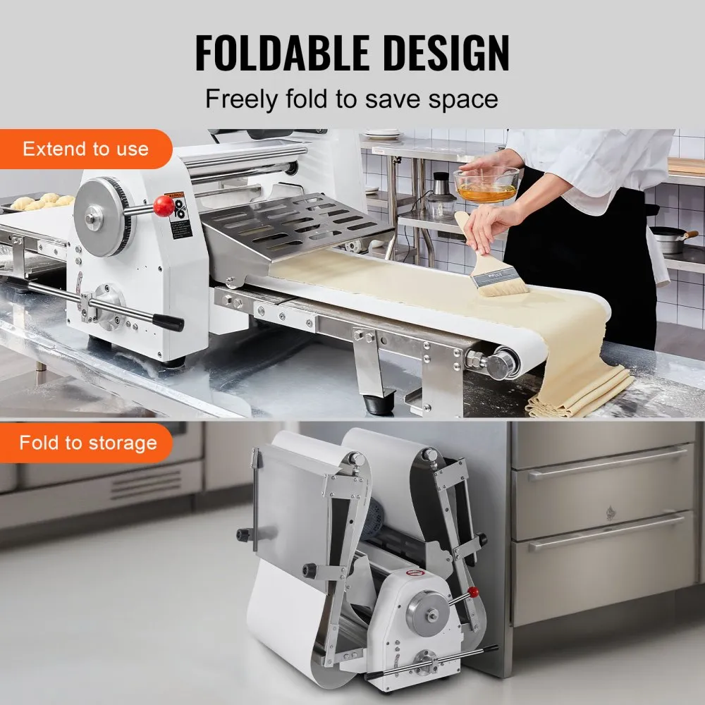 Commercial Dough Sheeter Machine, 19.7-Inch Reversible Puff Pastry Sheeter and Fondant Roller, Electric Dough Roller 0-1.4" Adjustable Thickness, Folding Dough Sheeter for Bakeries, Pastrie