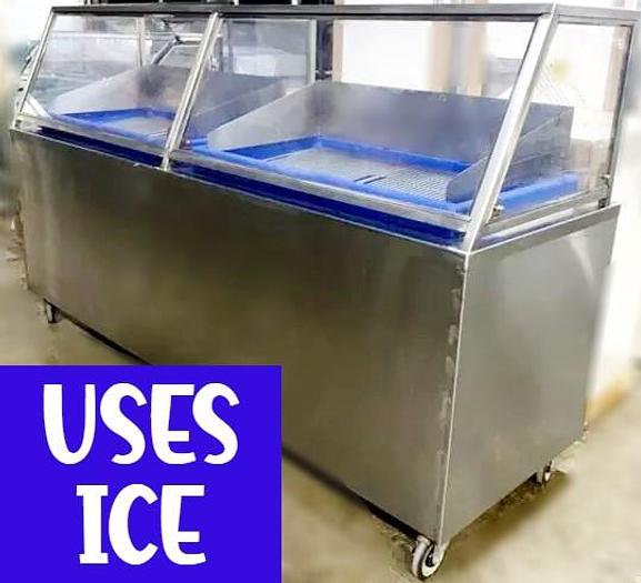 Refurbished Sea Food Ice Bin Insulated Display Table w/ Cambro Bar Bases