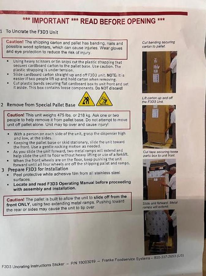 Franke Frozen Fry Dispenser F3D3P GM US 120v/60Hz