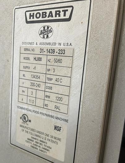 Refurbished 80QT Planetary Mixer | Hobart | Model # HL800 | 200-240 Volt