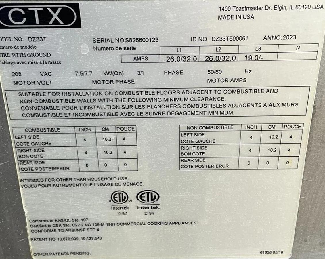 Used 2023 CTX Middleby Marshall DZ33T Infrared Radiant conveyor pizza double oven 